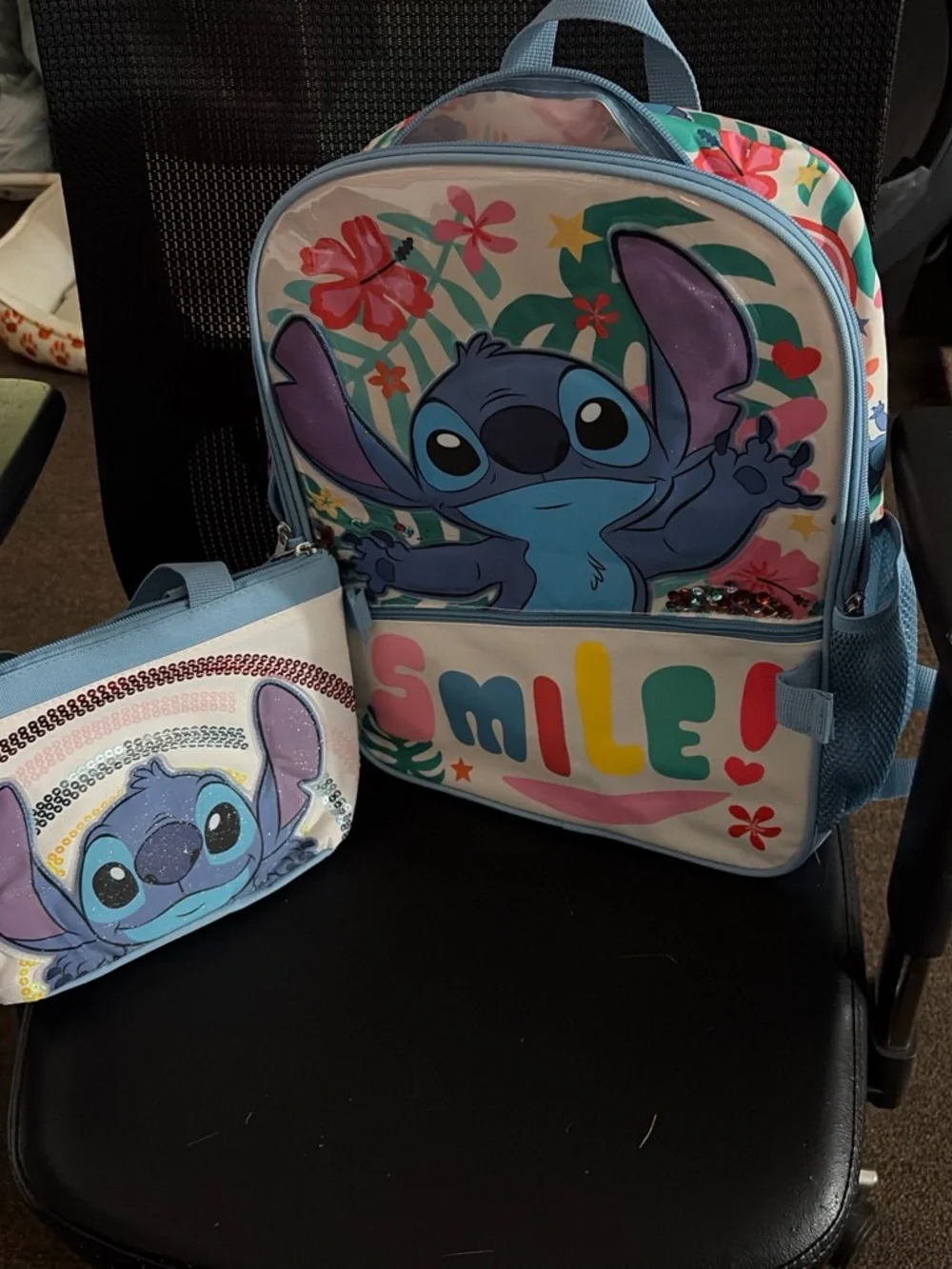 Blue Kids Backpack - Cute Character Lunch Bag Combo